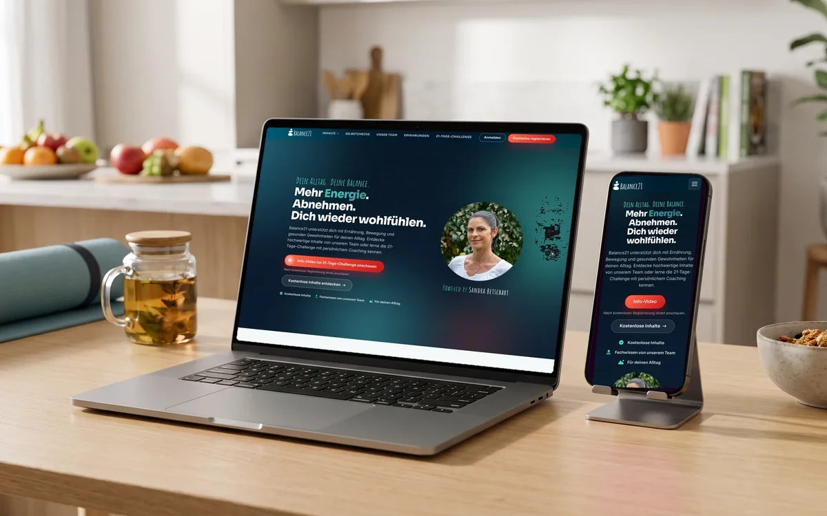 Website balance21.ch auf Laptop und Smartphone