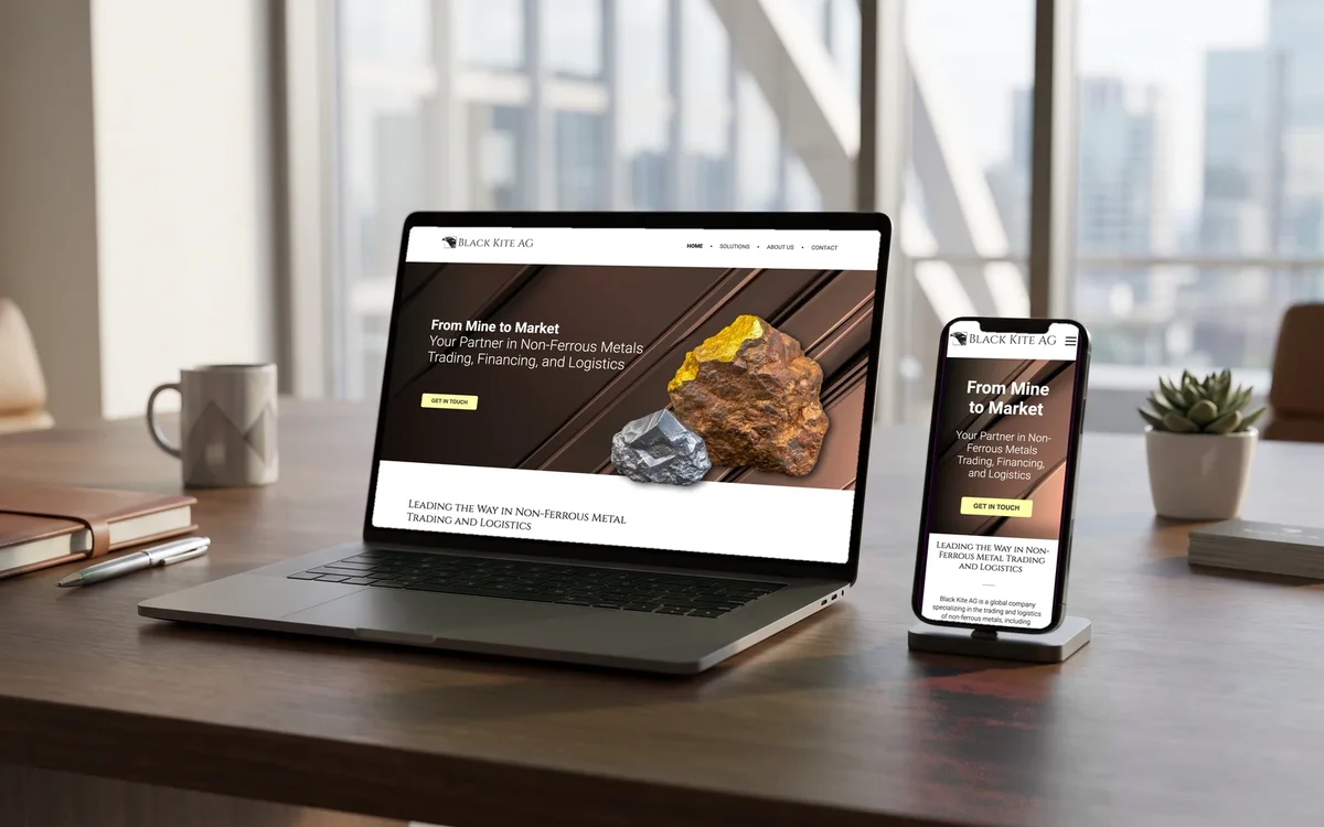 Website Black Kite AG auf Laptop und Smartphone