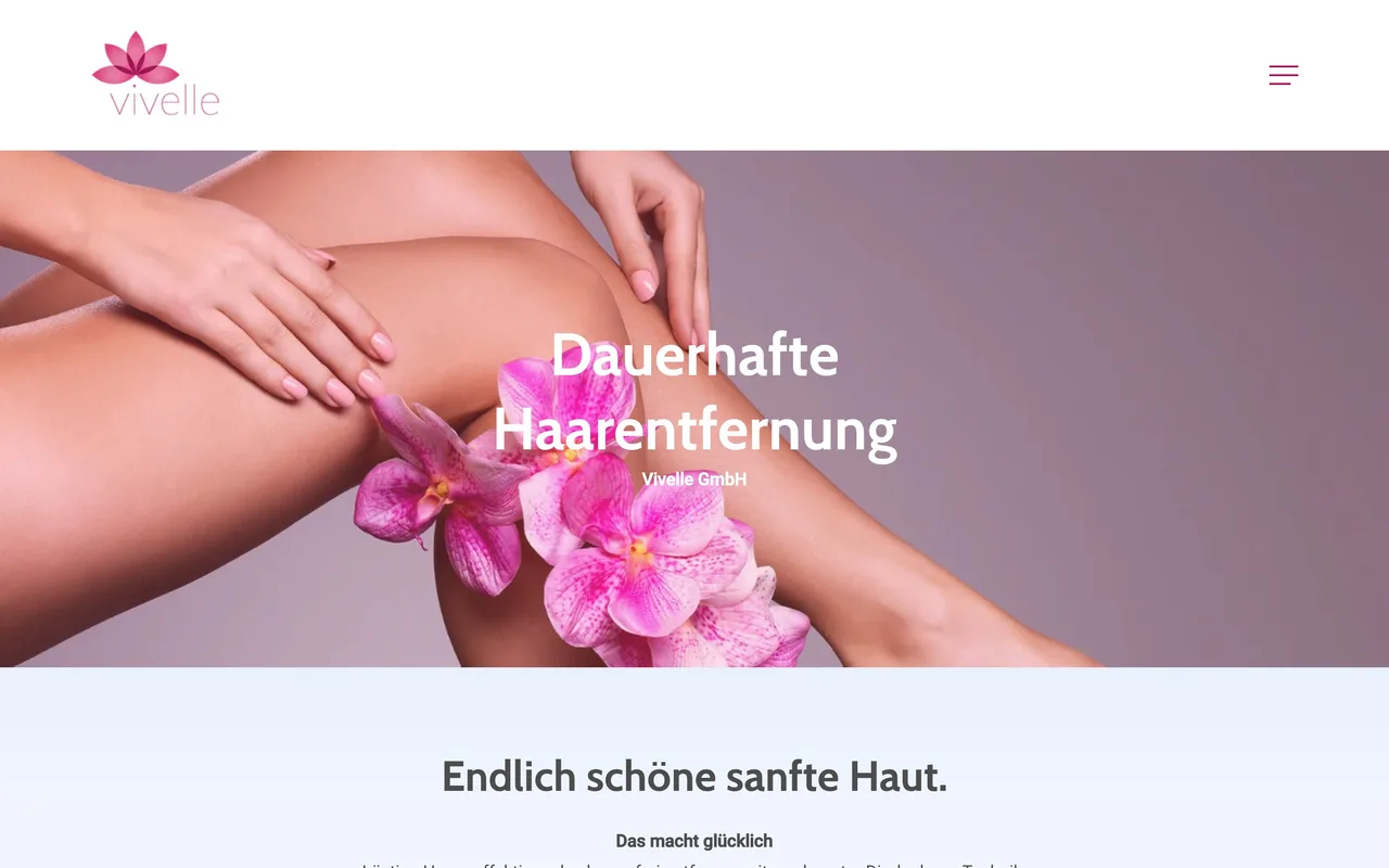 Startseite von vivelle.ch, Studio für dauerhafte Haarentfernung in Rotkreuz